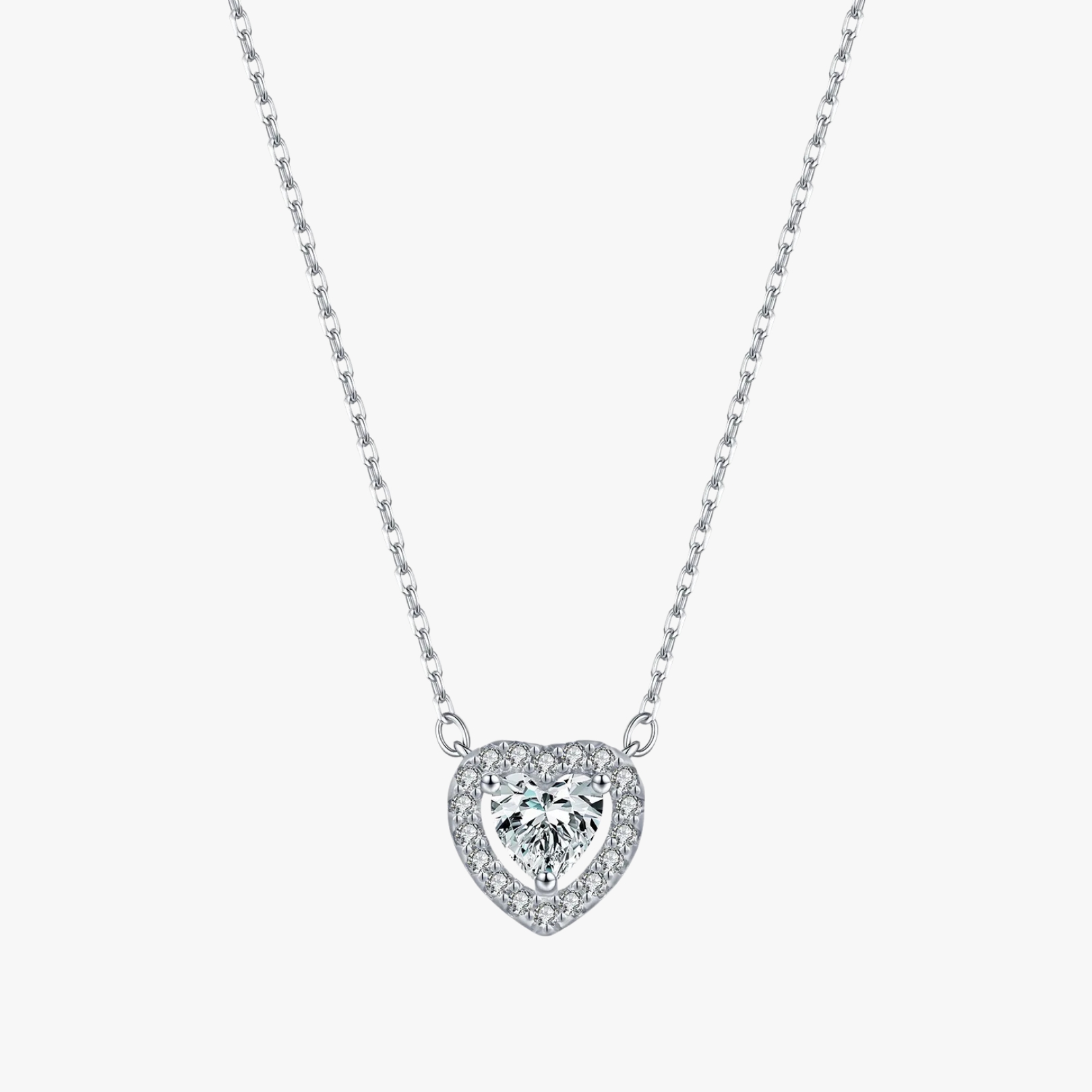 Heart Moissanite Halo Necklace