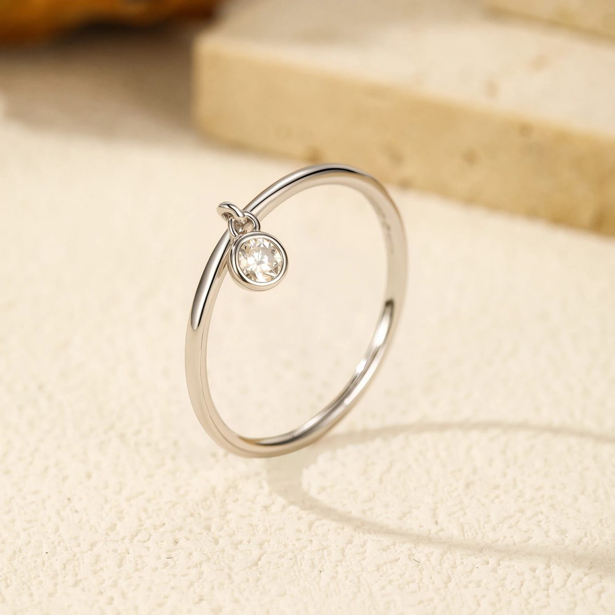 Floating Charm Moissanite Dangle Ring - Image 3
