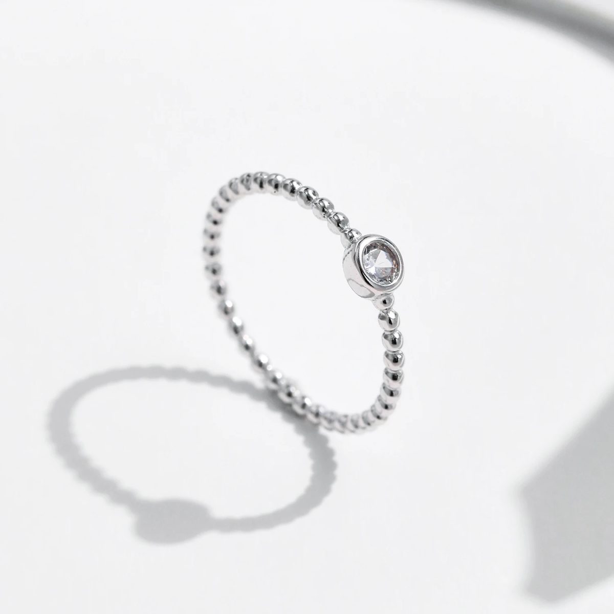 Beaded Band Moissanite Solitaire Ring - Image 4