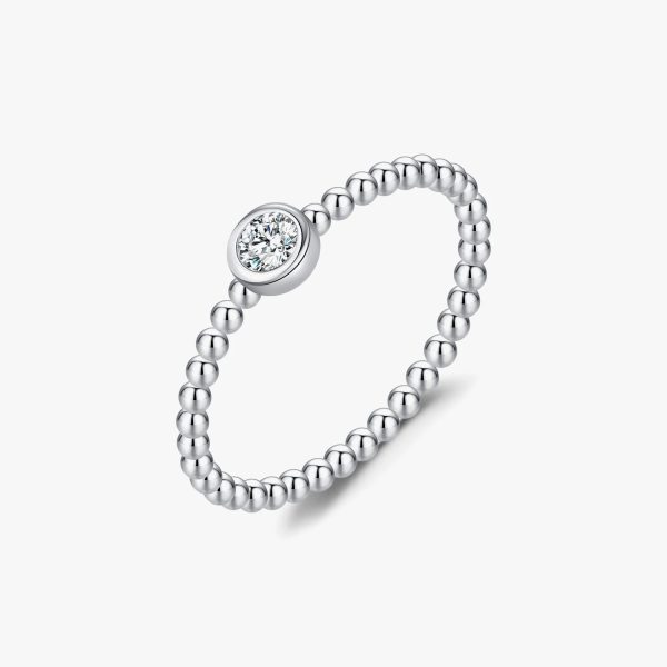 Beaded Band Moissanite Solitaire Ring