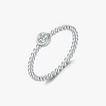 Beaded Band Moissanite Solitaire Ring - Image 3