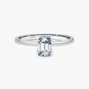 Sterling silver solitaire ring with an emerald-cut moissanite stone