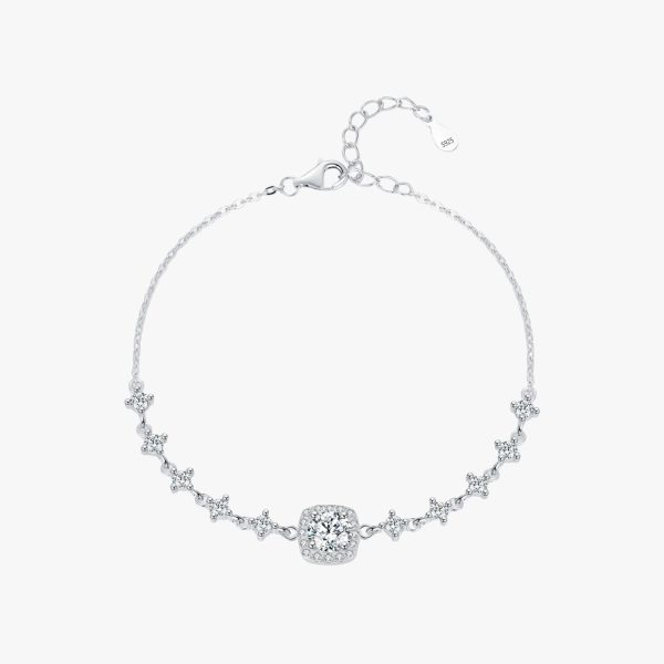 Celestial Moissanite Halo Chain Bracelet