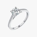 1 Carat Moissanite Pavé Solitaire Ring